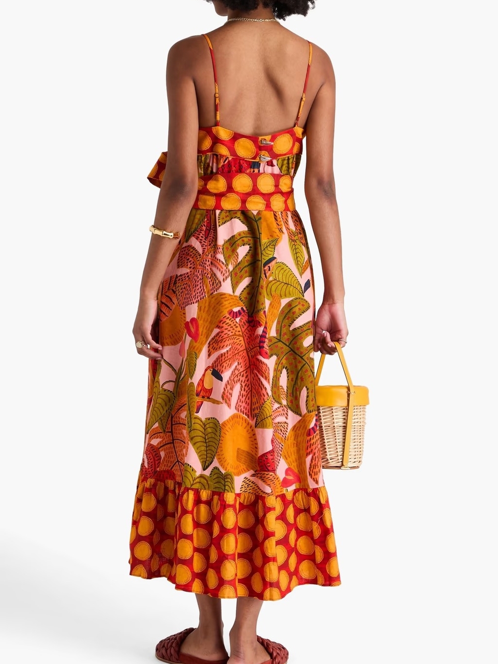 FARM RIO summer dream LINEN BLEND maxi DRESS - Picture 4 of 6